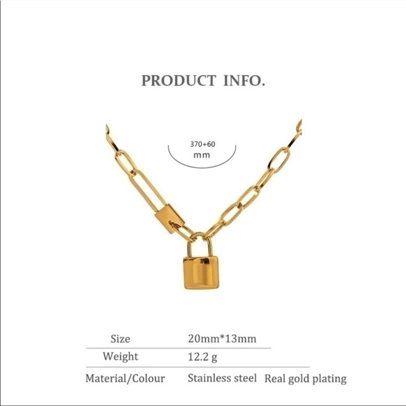 New 18k Gold Plated Lock Key Link Chain Necklace - Picture 4 of 8